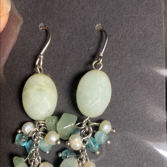 Elegant Sea-glass & Pearl Dangle Earrings - Picture 4 of 5